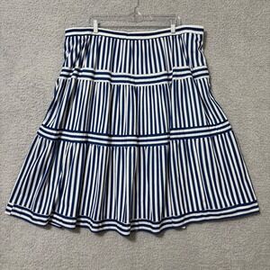 Summer Casual Striped Tiered Skirt Blue White Elastic Waist 26/28W Cato